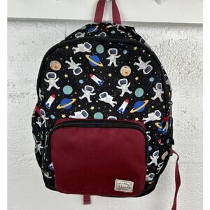 Vaschy Kids Backpack Space Astronaut Planets Print Black Red